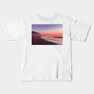 Foggy sunset on beach Kids T-Shirt